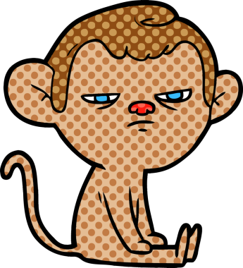 Bir insan tarafından çizilmiş sinir bozucu bir maymun.