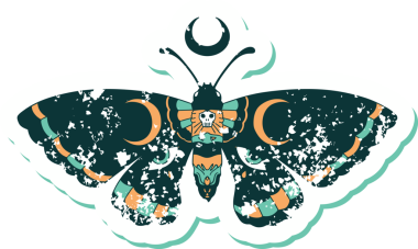 Bir insan tarafından çizilmiş güve sembolü dövme stili.