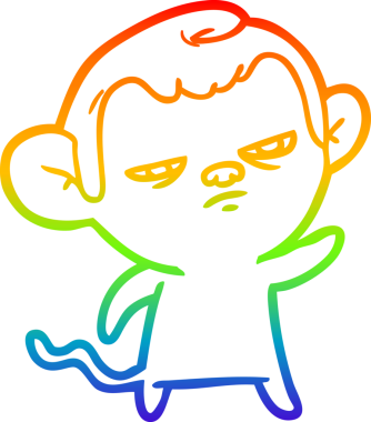 Gökkuşağı gradyan çizgi çizimi bir insan tarafından çizilmiş sinir bozucu bir maymun