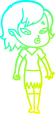 Soğuk gradyan çizgisi, bir insan tarafından çizilmiş şirin bir vampir kız çizgi filmi.