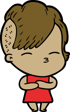 Bir insan tarafından çizilmiş şaşı çizgi film kızı.