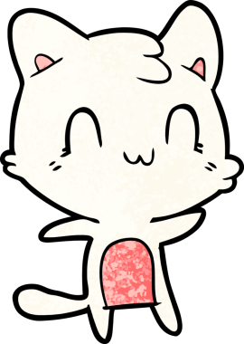 Bir insan tarafından çizilmiş mutlu bir kedi.