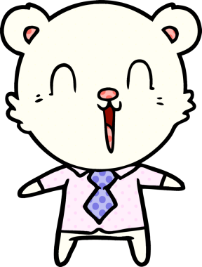 Bir insan tarafından çizilmiş mutlu kutup ayısı çizgi filmi.