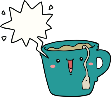 Bir insan tarafından çizilmiş tatlı bir çizgi film kahve fincanı.