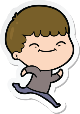 Bir insan tarafından çizilmiş mutlu bir çocuğun çıkartması.