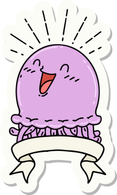 Bir insan tarafından çizilmiş mutlu denizanası dövmesi çıkartması.