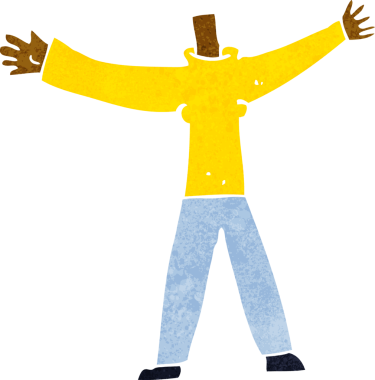 bir insan tarafından çizilmiş başsız vücut (karikatürleri karıştır ve eşleştir veya fotoğraf ekle)