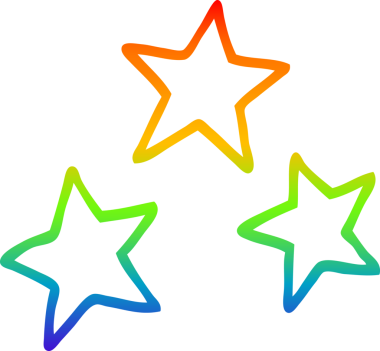 gökkuşağı gradyanı çizimi bir insan tarafından çizilmiş çizgi film yıldızları