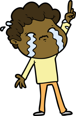 Bir insan tarafından çizilmiş ağlayan çizgi film adamı.