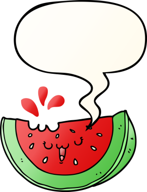 bir insan tarafından çizilmiş dil baloncuklu karpuz.