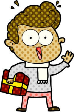 Bir insan tarafından çizilmiş, heyecanlı bir karikatür.