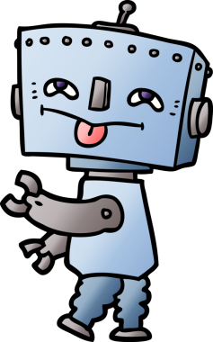 Bir insan tarafından çizilmiş çizgi film robotu