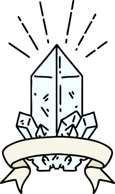 Bir insan tarafından çizilmiş dövmeli kuvars kristalli parşömen.