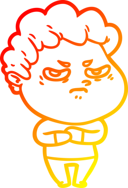 Bir insan tarafından çizilmiş kızgın bir adamın sıcak çizgi çizimi.