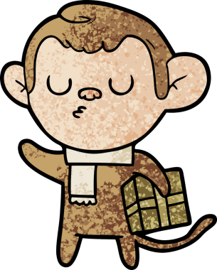 Bir insan tarafından çizilmiş sakin maymun çizgi filmi.