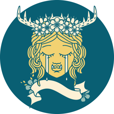 Retro Dövme Biçimi Ağlayan Ork Druid karakteri bir insan tarafından çizilmiş