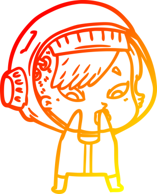 Bir insan tarafından çizilmiş bir astronot kadın çizgi çizimi.