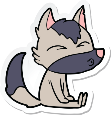 Bir insan tarafından çizilmiş bir kurt çizgi filminin etiketi.