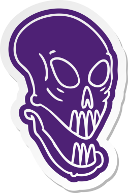 Bir insan tarafından çizilmiş bir kafatası çıkartması.