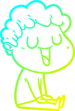 Bir insan tarafından çizilmiş gülen bir çizgi film karakterinin soğuk gradyan çizgisi.