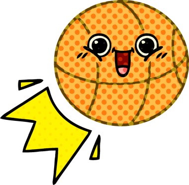 Bir insan tarafından çizilmiş bir basketbol topunun çizgi romanı.