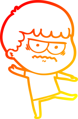 Bir insan tarafından çizilmiş, kızgın bir çizgi film karakteri.