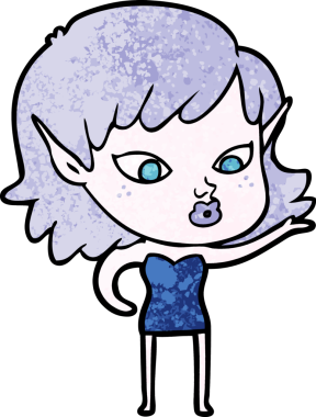 Bir insan tarafından çizilmiş güzel elf kızı.