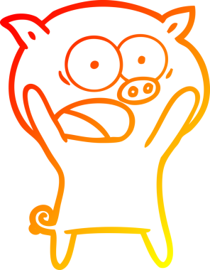 Bir insan tarafından çizilmiş bağıran çizgi film domuzu çizimi.