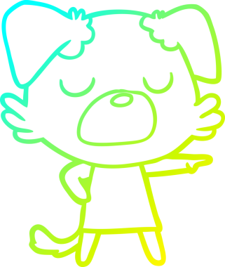 Bir insan tarafından çizilen çizgi film köpeğinin soğuk gradyan çizgisi.