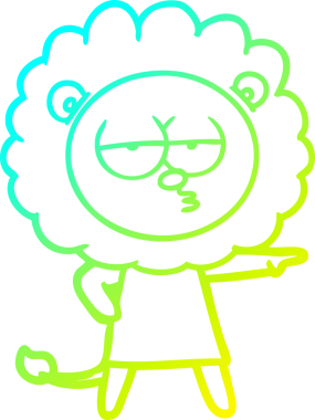 Bir insan tarafından çizilen ve canı sıkılan bir aslanın soğuk çizgi çizimi.