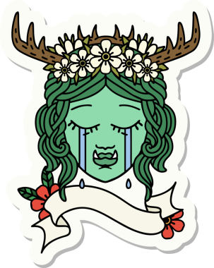 Bir insan tarafından çizilmiş ağlayan bir Ork Druid karakterinin çıkartması.