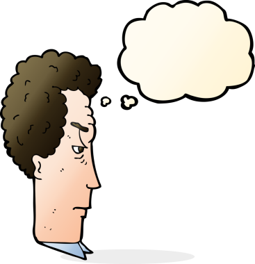 Bir insan tarafından çizilmiş düşünce baloncuğuyla rahatsız edilmiş bir adam.