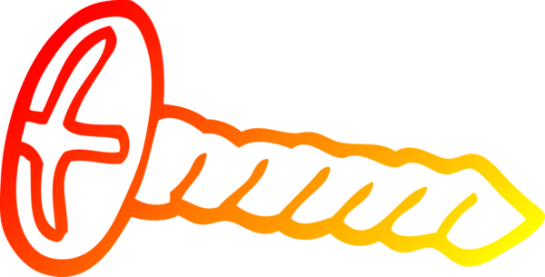 Bir insan tarafından çizilmiş metal bir vidanın sıcak çizgi çizimi