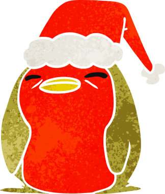 Bir insan tarafından çizilmiş Kawaii Robin 'in eski bir karikatürü.