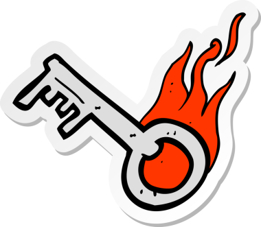 Bir insan tarafından çizilmiş yanan anahtarın çıkartması.