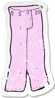 Bir insan tarafından çizilmiş pembe bir pantolonun gerilimli çıkartması.