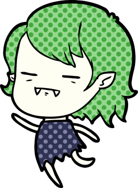 Bir insan tarafından çizilmiş ölümsüz vampir kız çizgi filmi.