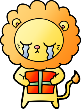 Bir insan tarafından çizilmiş ağlayan çizgi film aslanı.