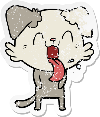 Bir insan tarafından çizilmiş, nefes nefese kalmış bir köpeğin sıkıntılı çıkartması.