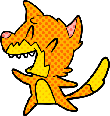 Bir insan tarafından çizilmiş gülen tilki çizgi filmi.