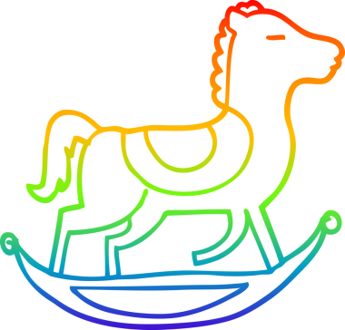 Bir insan tarafından çizilmiş bir çizgi rockçı atın çizimi.