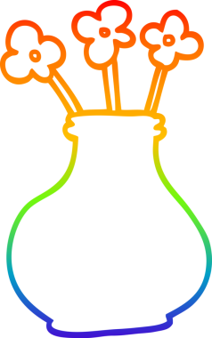 Bir insan tarafından çizilmiş karikatür çiçek vazosu gradyan çizimi