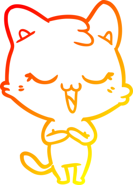 Bir insan tarafından çizilmiş mutlu çizgi film kedisinin sıcak çizgi çizgisi.