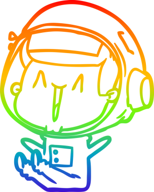 Gökkuşağı gradyan çizimi mutlu bir astronot çizimi bir insan tarafından çizilmiş