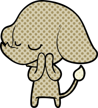 Bir insan tarafından çizilmiş gülümseyen bir fil.