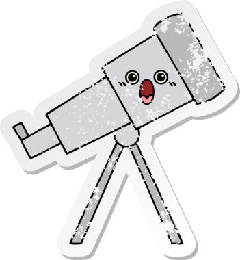 Bir insan tarafından çizilmiş sevimli bir teleskobun sıkıntılı çıkartması.