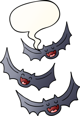 Bir insan tarafından çizilmiş, konuşma baloncuklu çizgi vampir yarasalar.