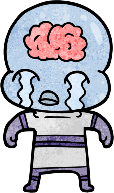 Bir insan tarafından çizilmiş koca beyinli bir uzaylı ağlaması.