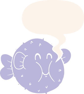 bir insan tarafından çizilmiş, baloncuklu balon balığı.