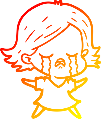 Bir insan tarafından çizilmiş ağlayan çizgi film kızı çizimi.